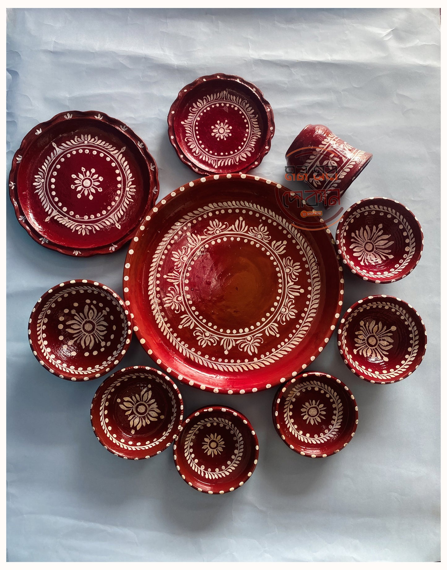 Terracotta Thala Bati Set   - 10 Pic Any Name Customise