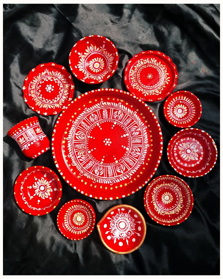 Terracotta Thala Bati Set   - 11 Pic