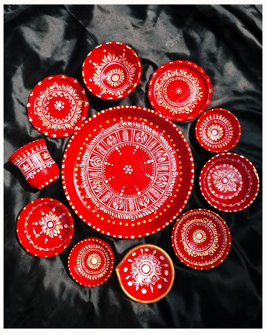 Terracotta Thala Bati Set   - 11 Pic